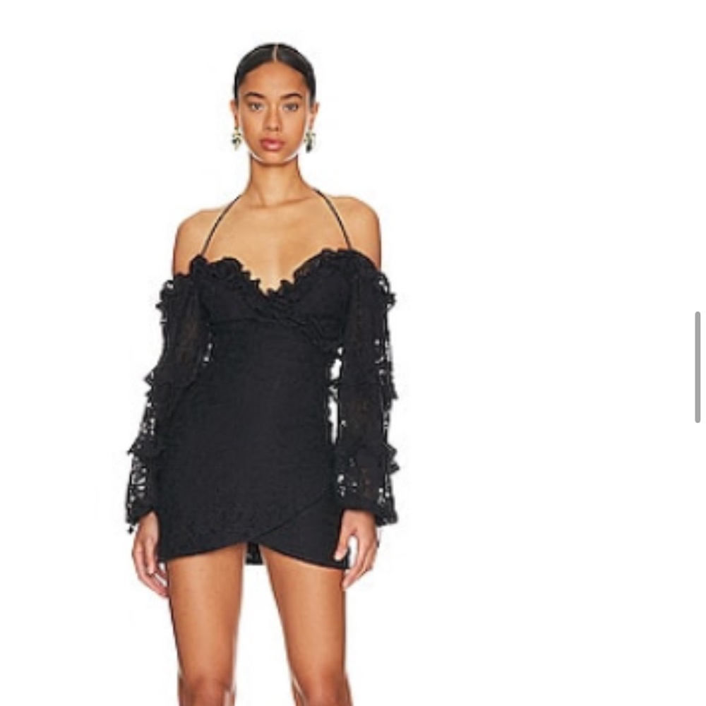 Tularosa black, laced dress, half off the shoulders & half haltered - Picture 2 of 2